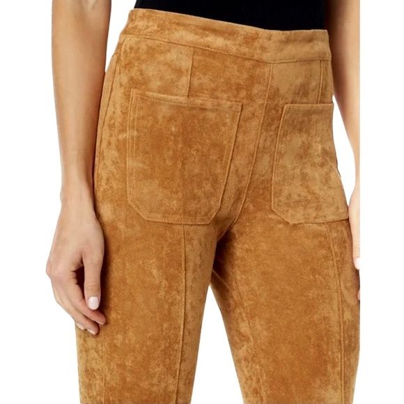 BLANK NYC Patch Pocket Mini Boot Pants Stretch Faux Suede Toasted Caramel Brown - Picture 3 of 12